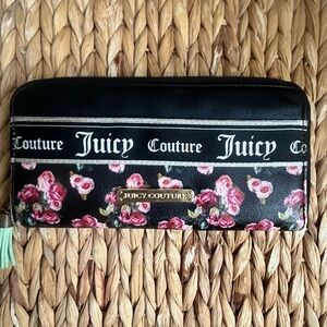 Juicy Couture Black and Pink Floral Wallet